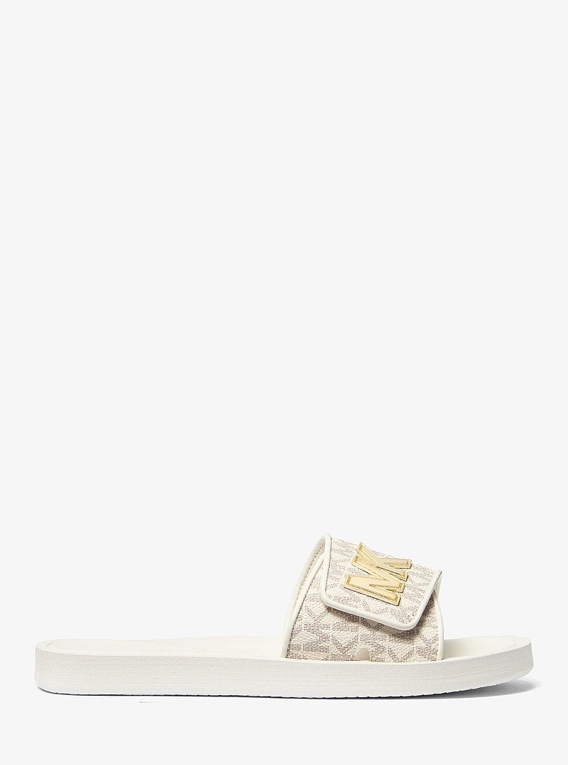 Michael Kors Palmer Signature Logo Slide Sandal VANILLA
