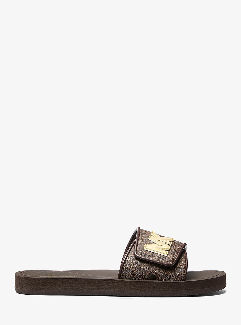 Michael Kors Palmer Signature Logo Slide Sandal BROWN