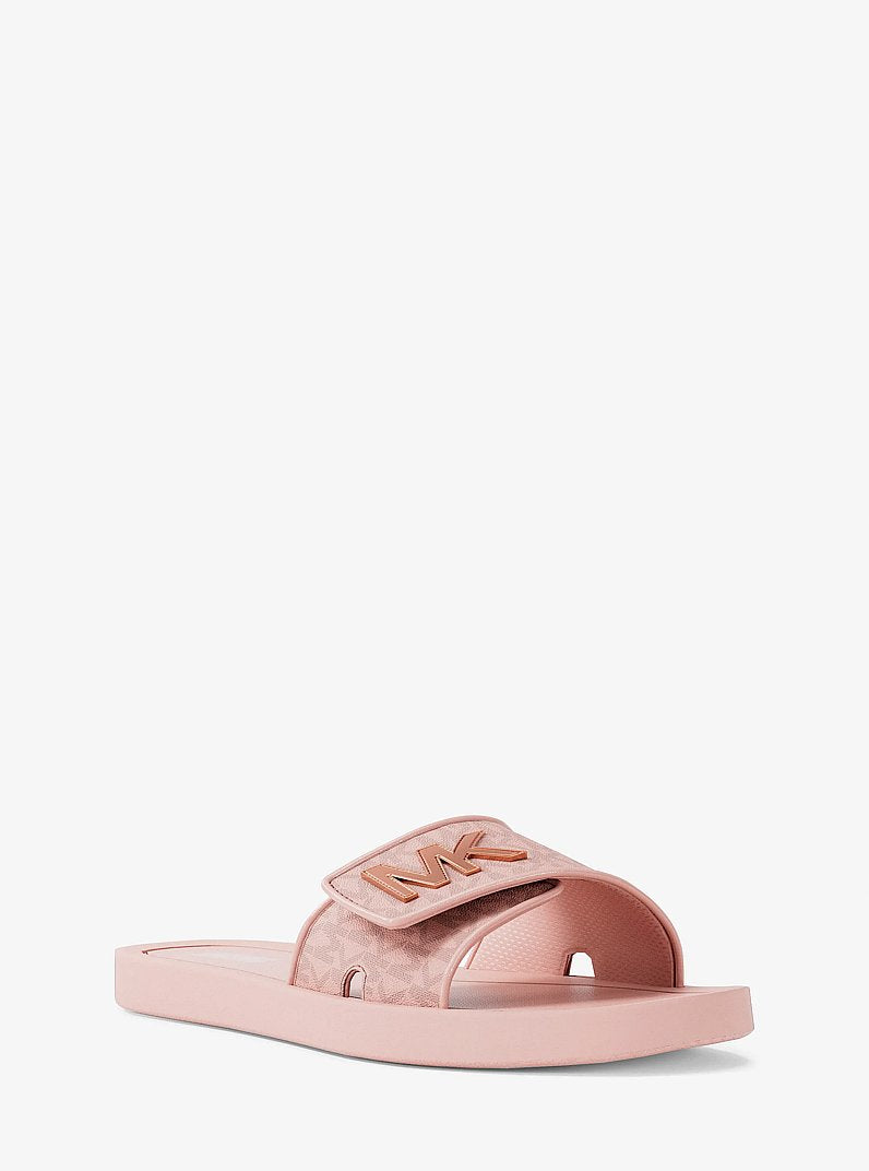 Michael Kors Palmer Signature Logo Slide Sandal POWDER BLUSH