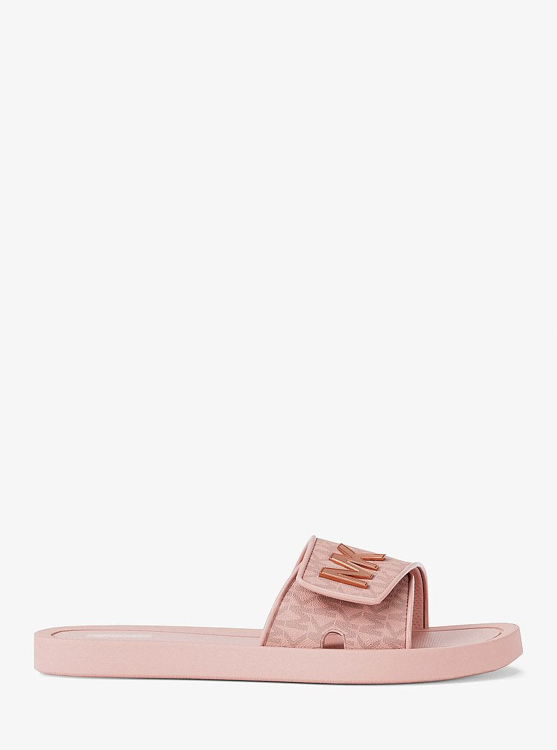 Michael Kors Palmer Signature Logo Slide Sandal POWDER BLUSH