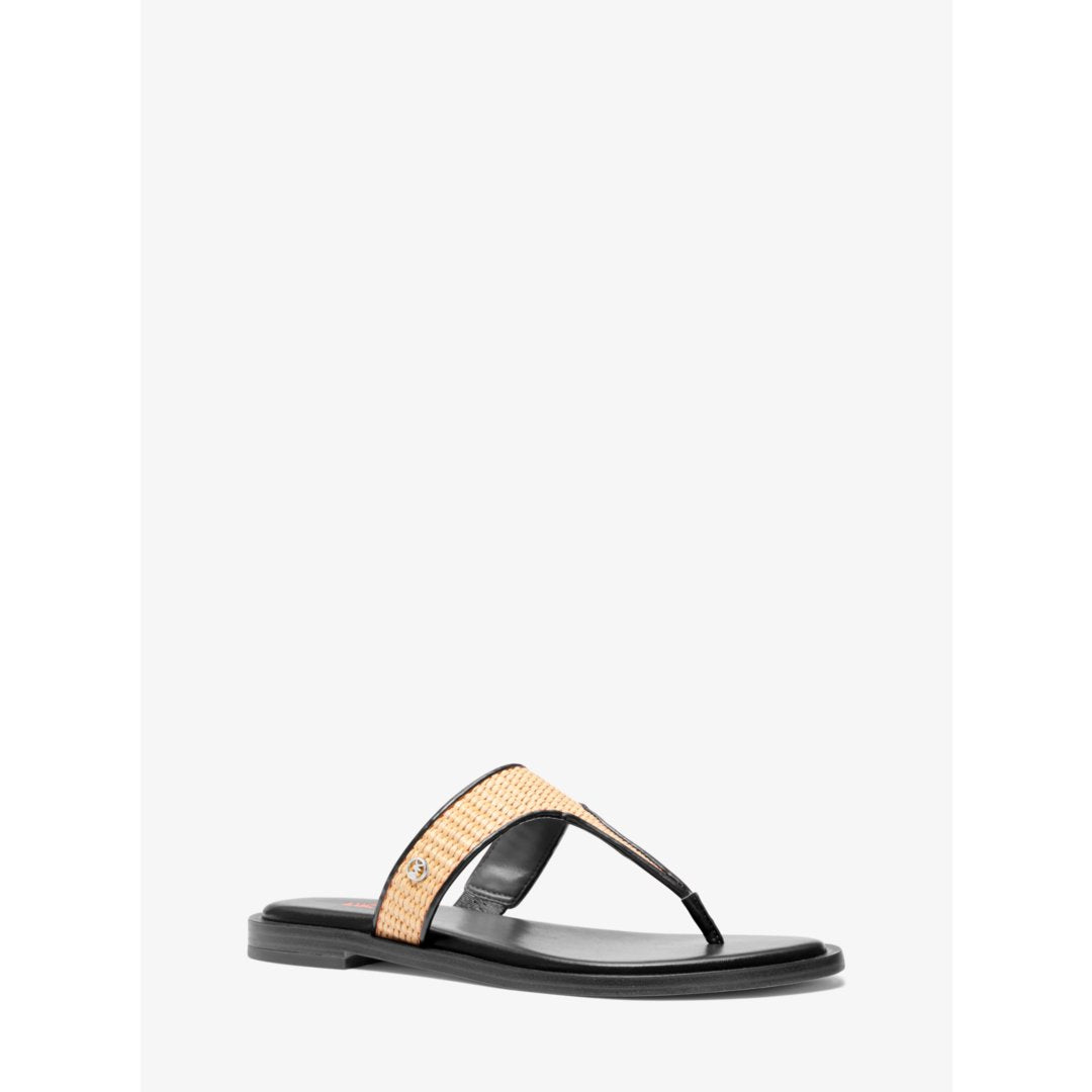 Michael Kors Carson Straw T-Strap Sandal
