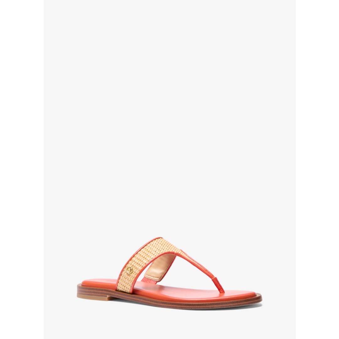 Michael Kors Carson Straw T-Strap Sandal