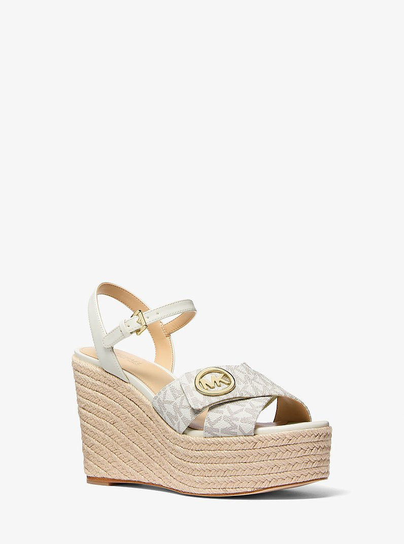 Michael Kors Hannah Signature Logo Wedge Sandal VANILLA