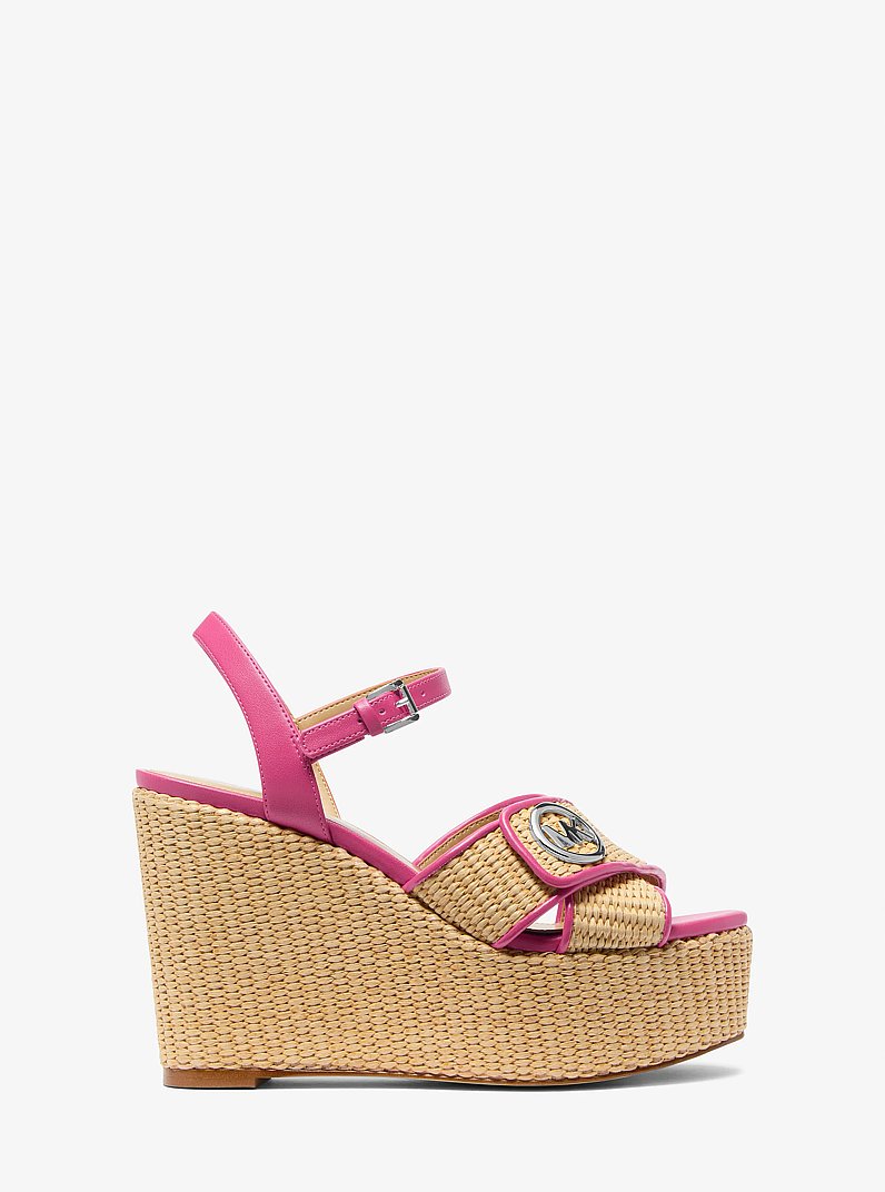 Michael Kors Hannah Straw Wedge Sandal DRAGONFRUIT