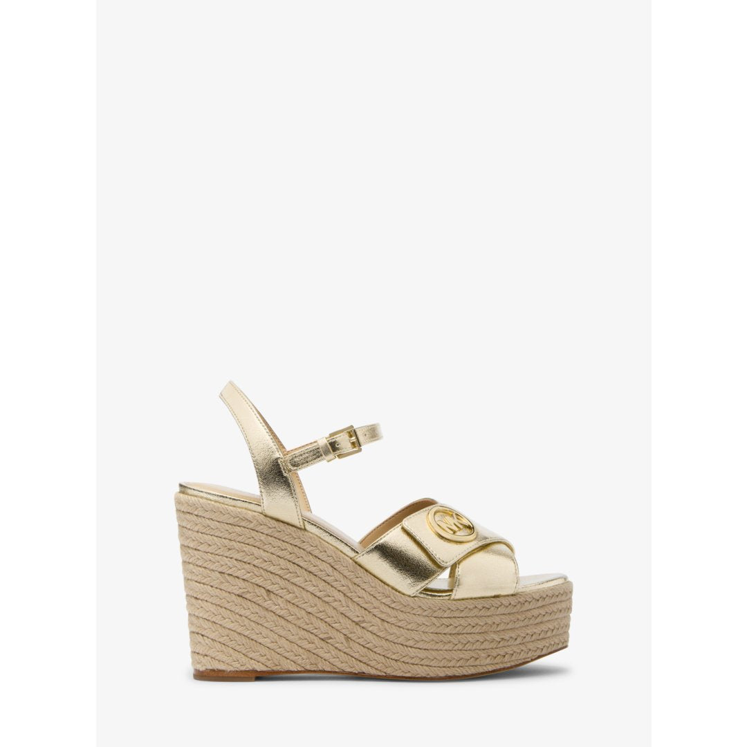 Michael Kors Hannah Metallic Nylon Blend Wedge Sandal