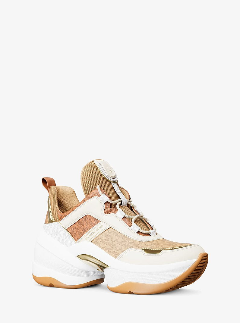 Michael Kors Olympia Mixed-Media Trainer CREAM MULTI