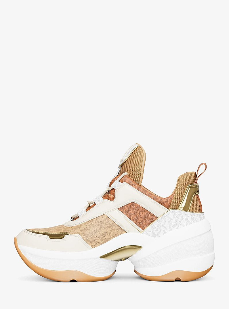 Michael Kors Olympia Mixed-Media Trainer CREAM MULTI