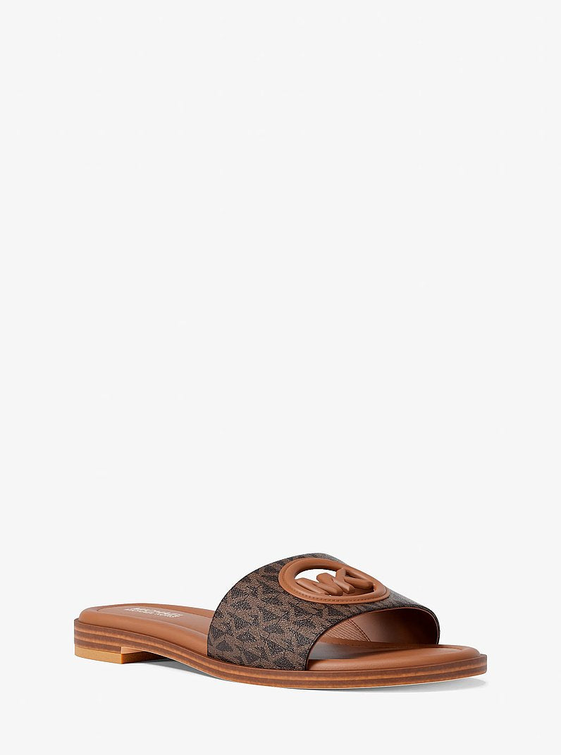 Michael Kors Carissa Signature Logo Slide Sandal BROWN MULTI