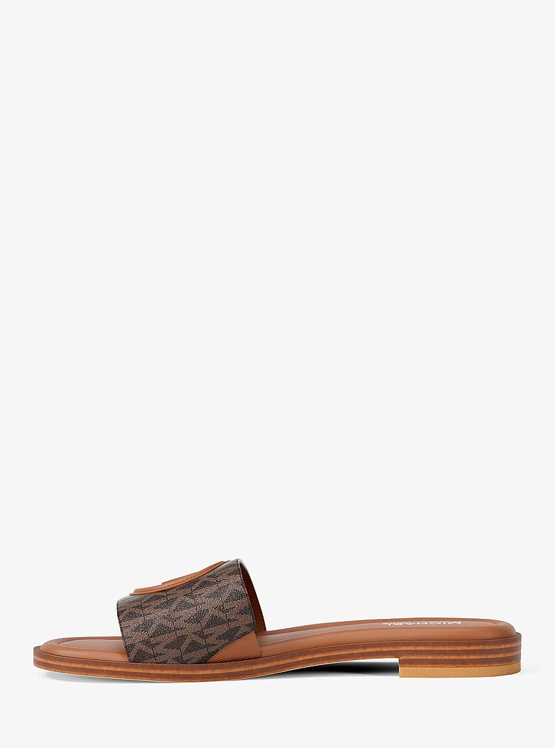 Michael Kors Carissa Signature Logo Slide Sandal BROWN MULTI