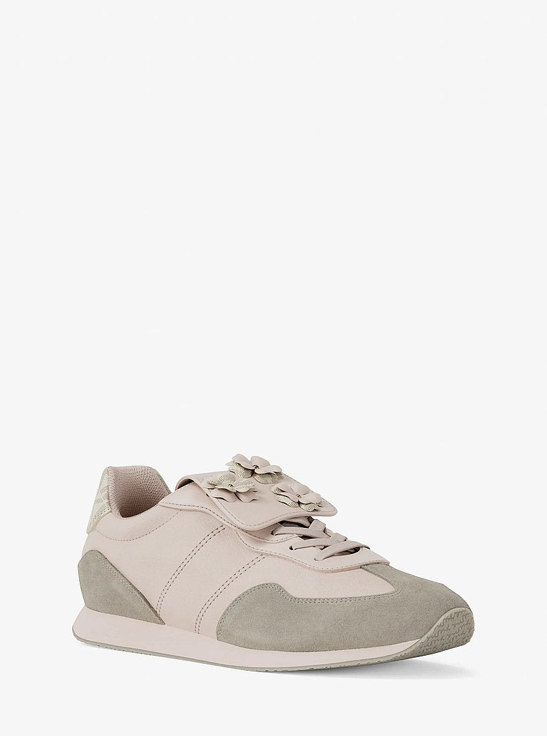 Michael Kors Essex Embellished Mixed-Media Trainer