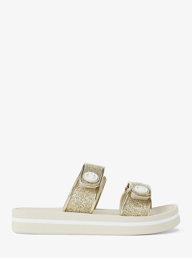 Michael Kors Foster Glitter-Embellished Slide Sandal