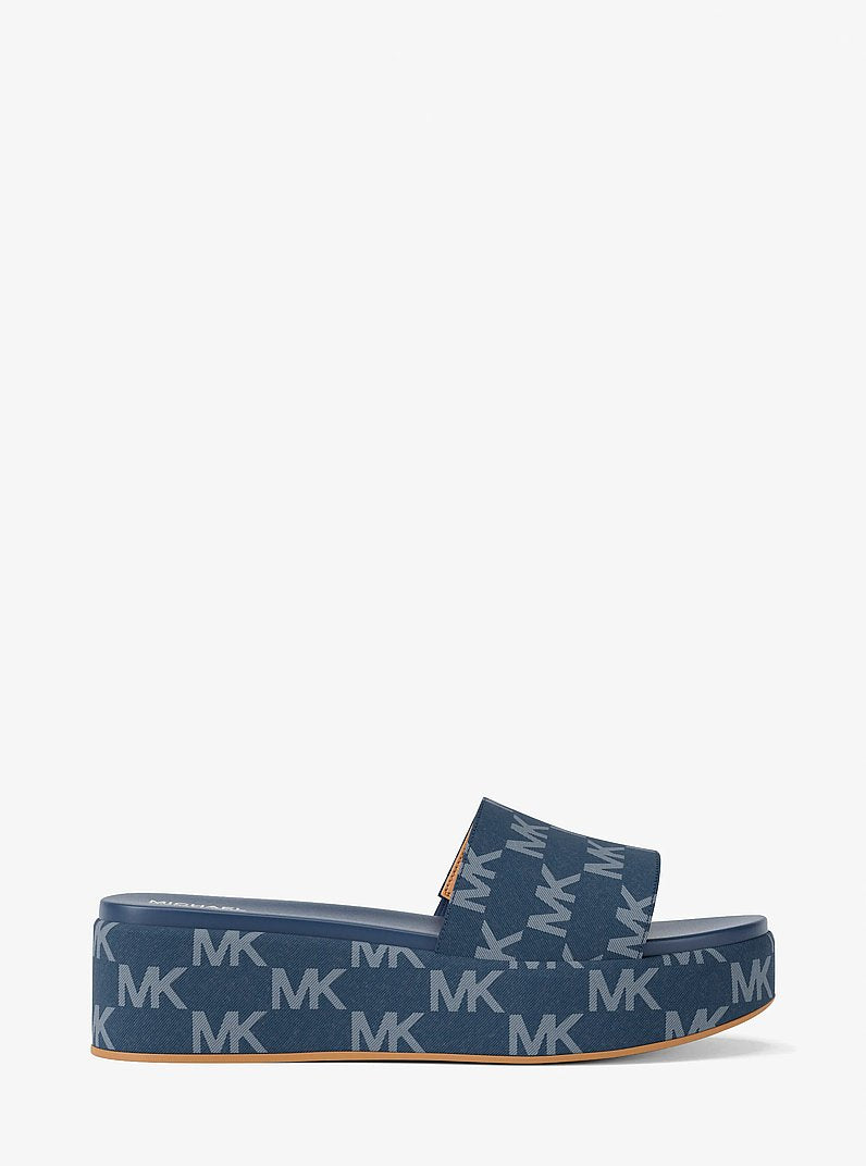 Michael Kors Sadler Logo Jacquard Platform Slide Sandal