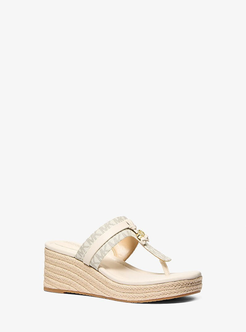 Michael Kors Zoe Signature Logo Wedge Sandal VANILLA