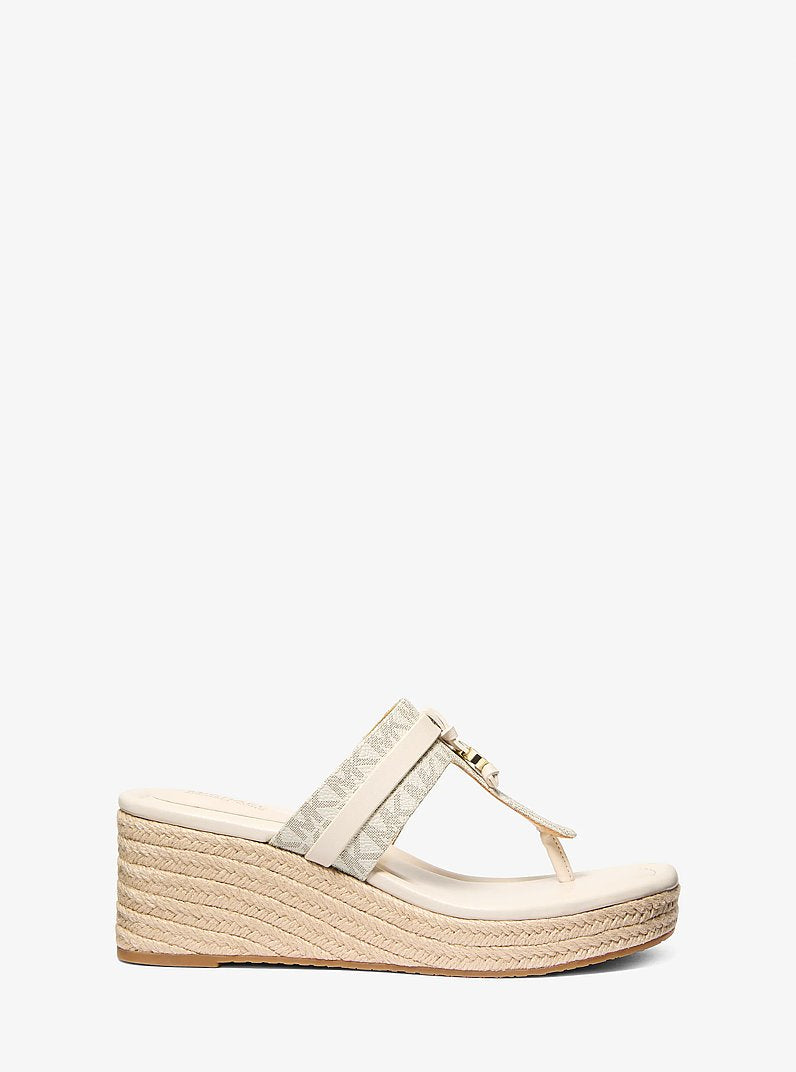 Michael Kors Zoe Signature Logo Wedge Sandal VANILLA