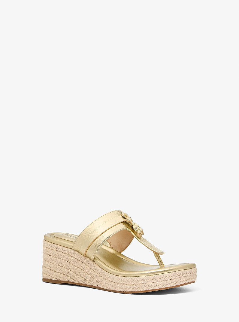 Michael Kors Zoe Metallic Wedge Sandal PALE GOLD