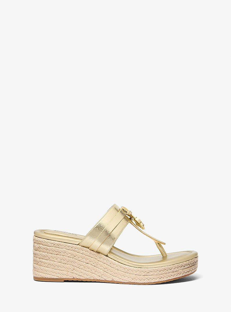 Michael Kors Zoe Metallic Wedge Sandal PALE GOLD