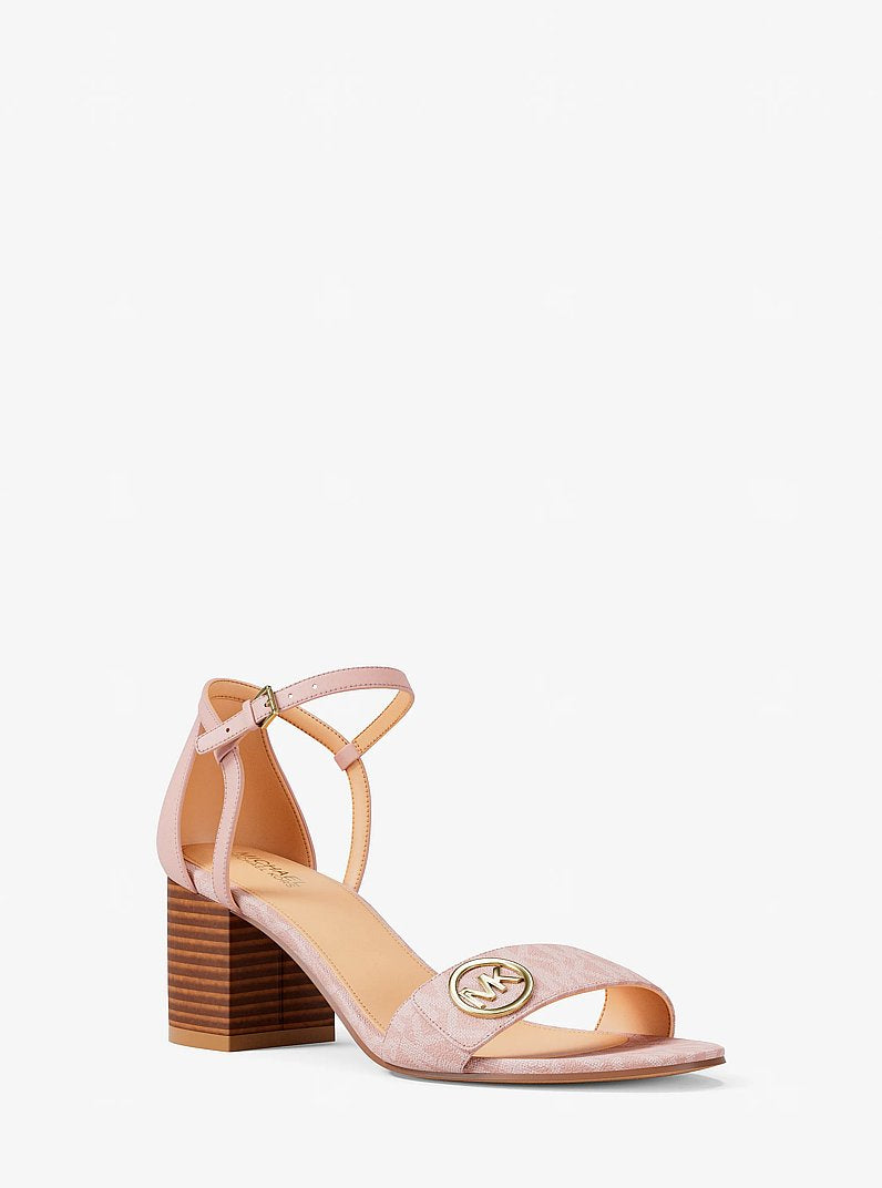 Michael Kors Hannah Signature Logo Block Heel Sandal POWDER BLUSH