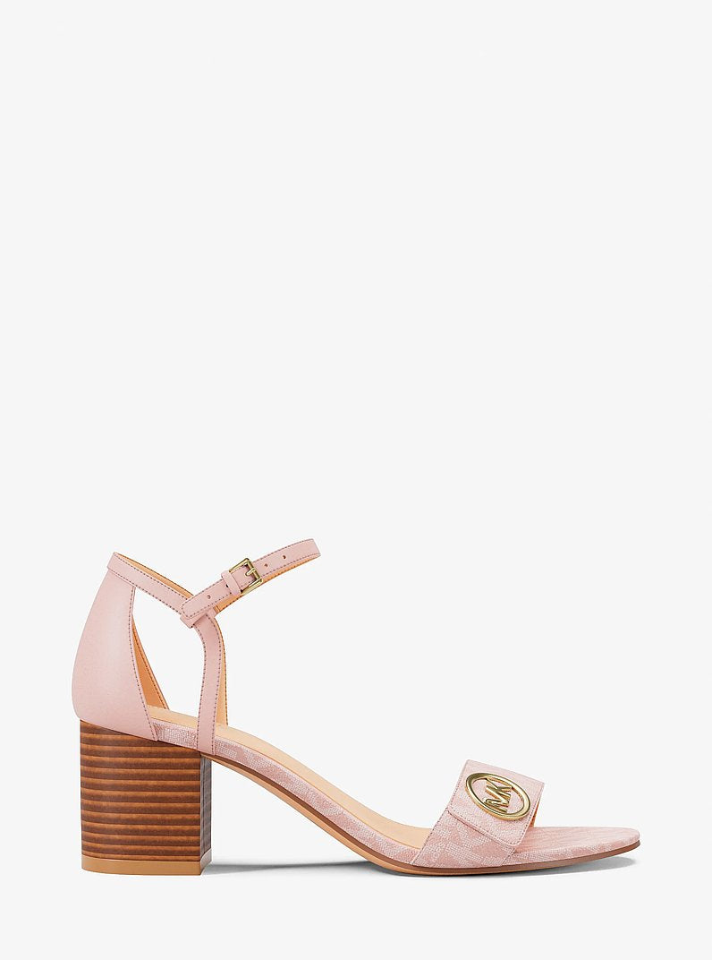 Michael Kors Hannah Signature Logo Block Heel Sandal POWDER BLUSH
