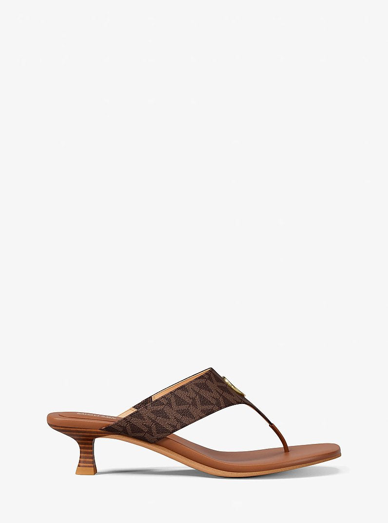 Michael Kors Anneka Signature Logo Thong Sandal BROWN MULTI