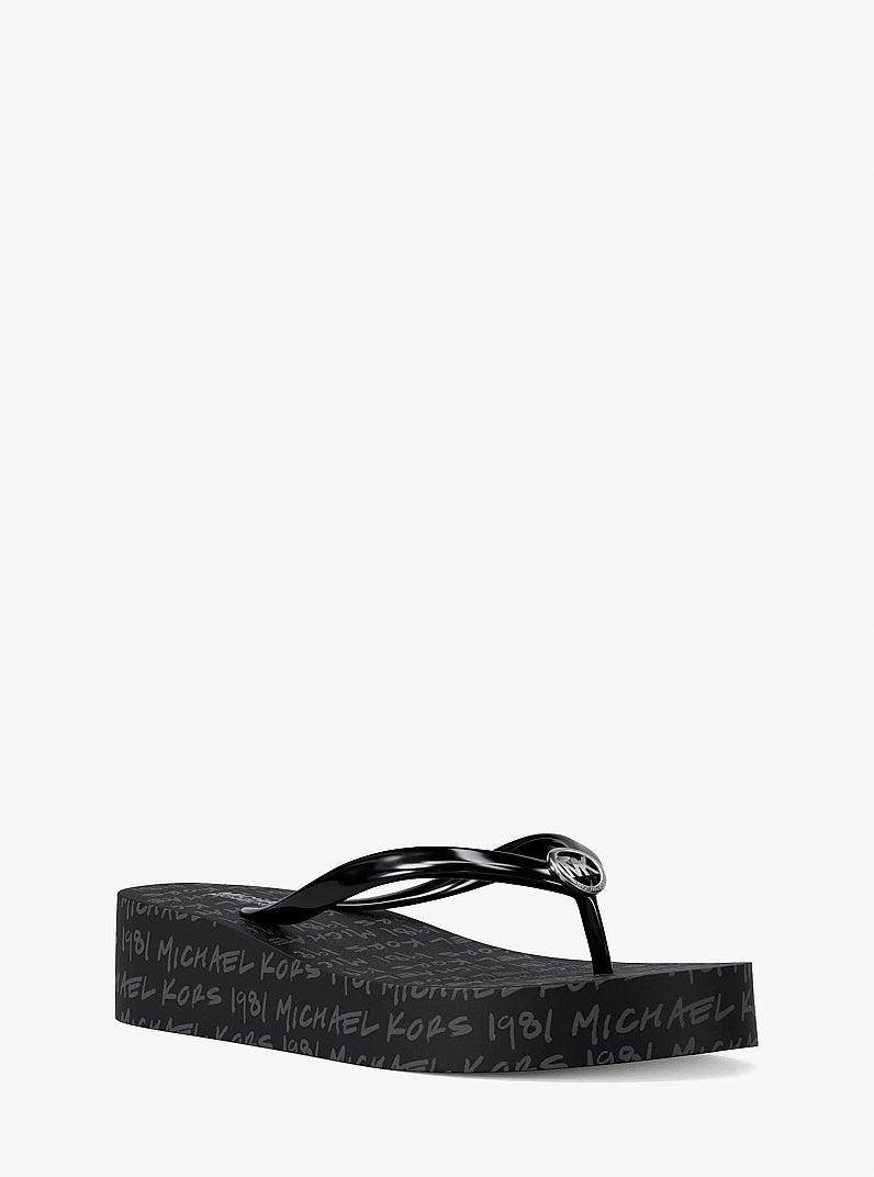 Michael Kors Bedford Logo Flip Flop BLACK