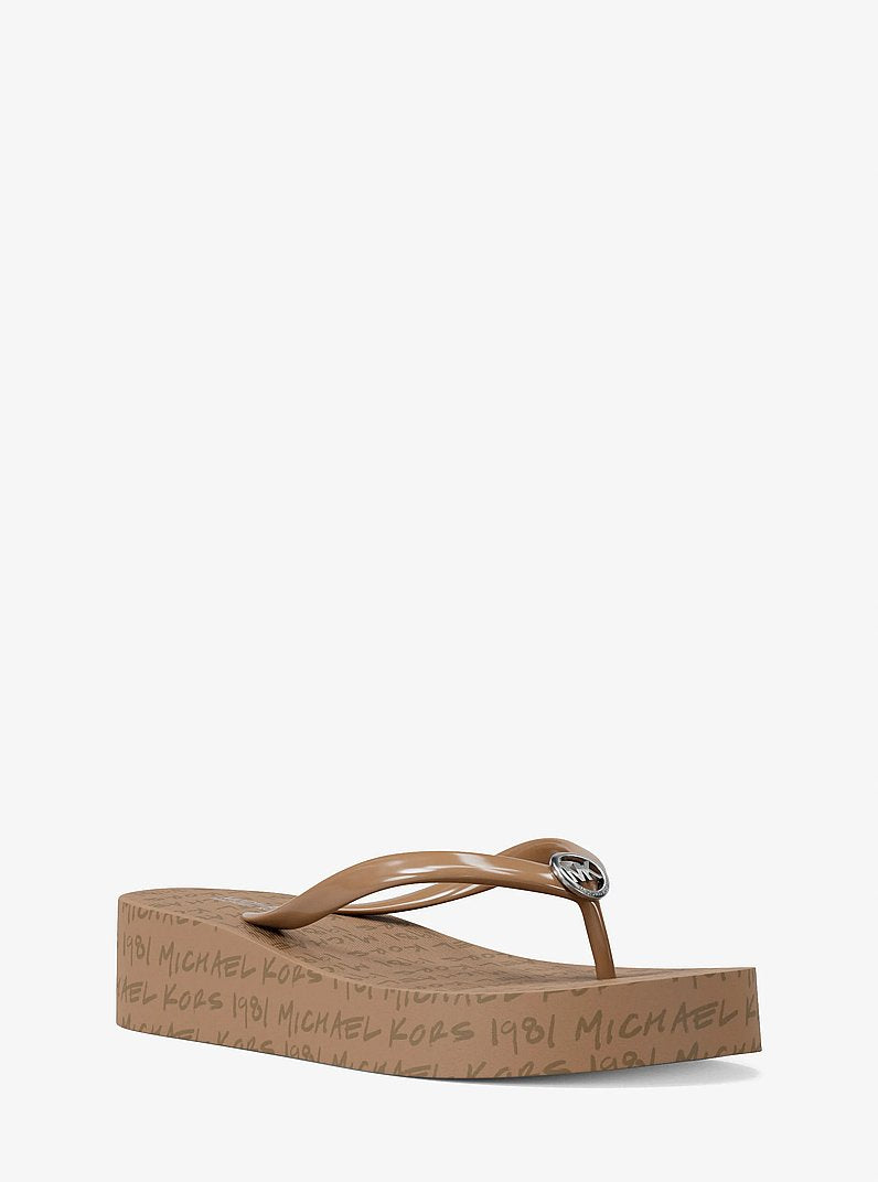 Michael Kors Bedford Logo Flip Flop CAMEL