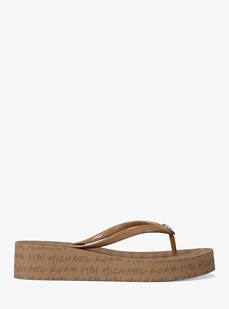 Michael Kors Bedford Logo Flip Flop CAMEL