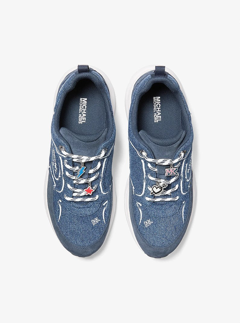 Michael Kors Jett Embellished Denim Trainer DK VT BLUWSH