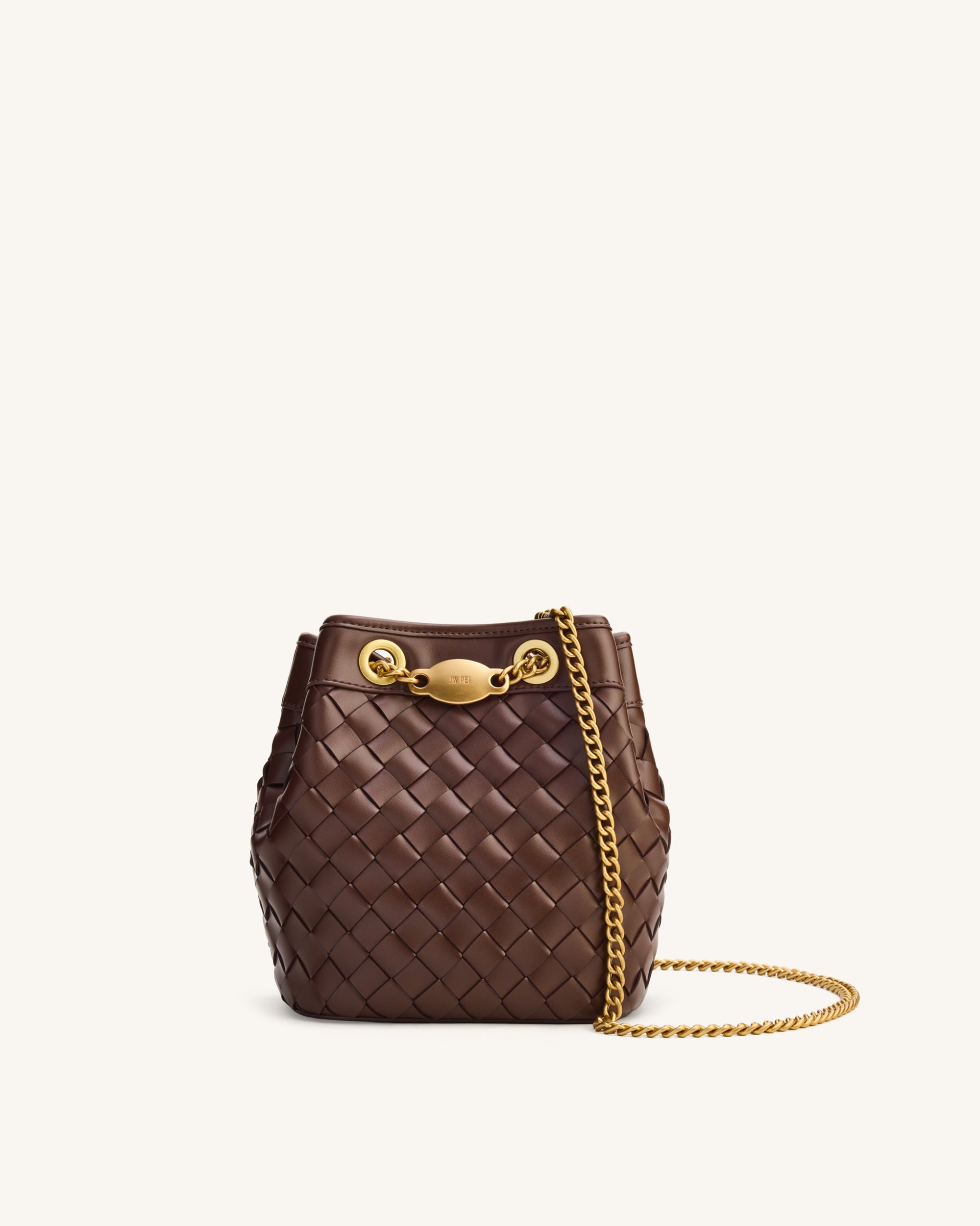 Jw Pei Yara Hand Woven Bucket Bag Dark Brown