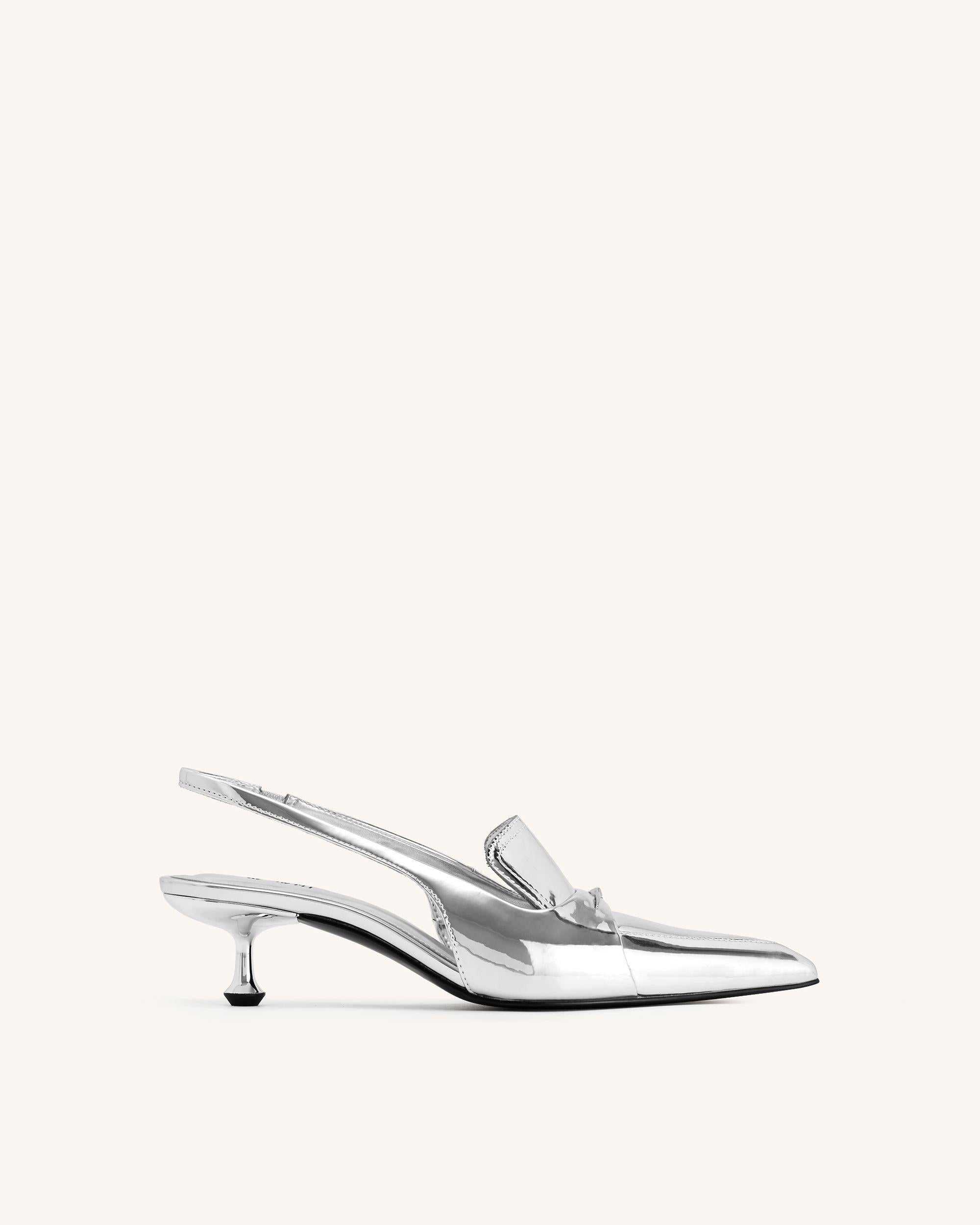 Jw Pei Carla Metallic Kitten Heel Pumps Silver