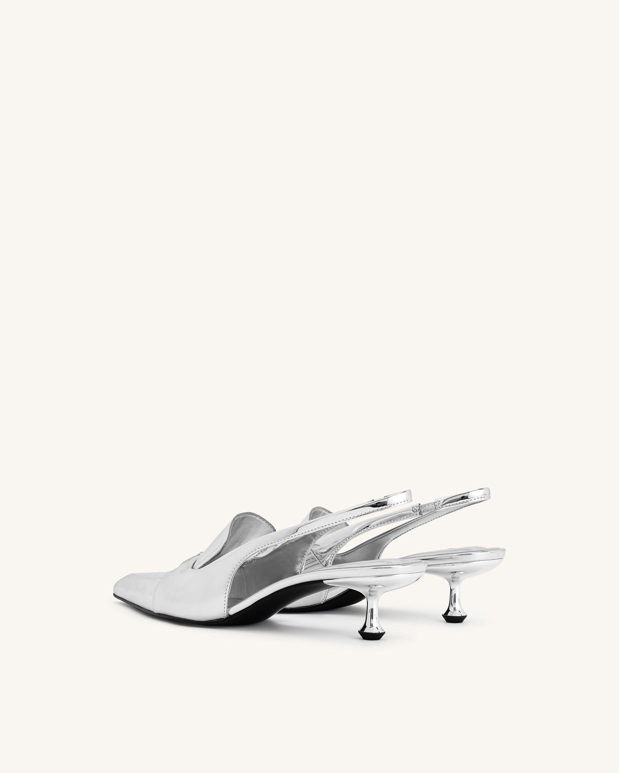 Jw Pei Carla Metallic Kitten Heel Pumps Silver