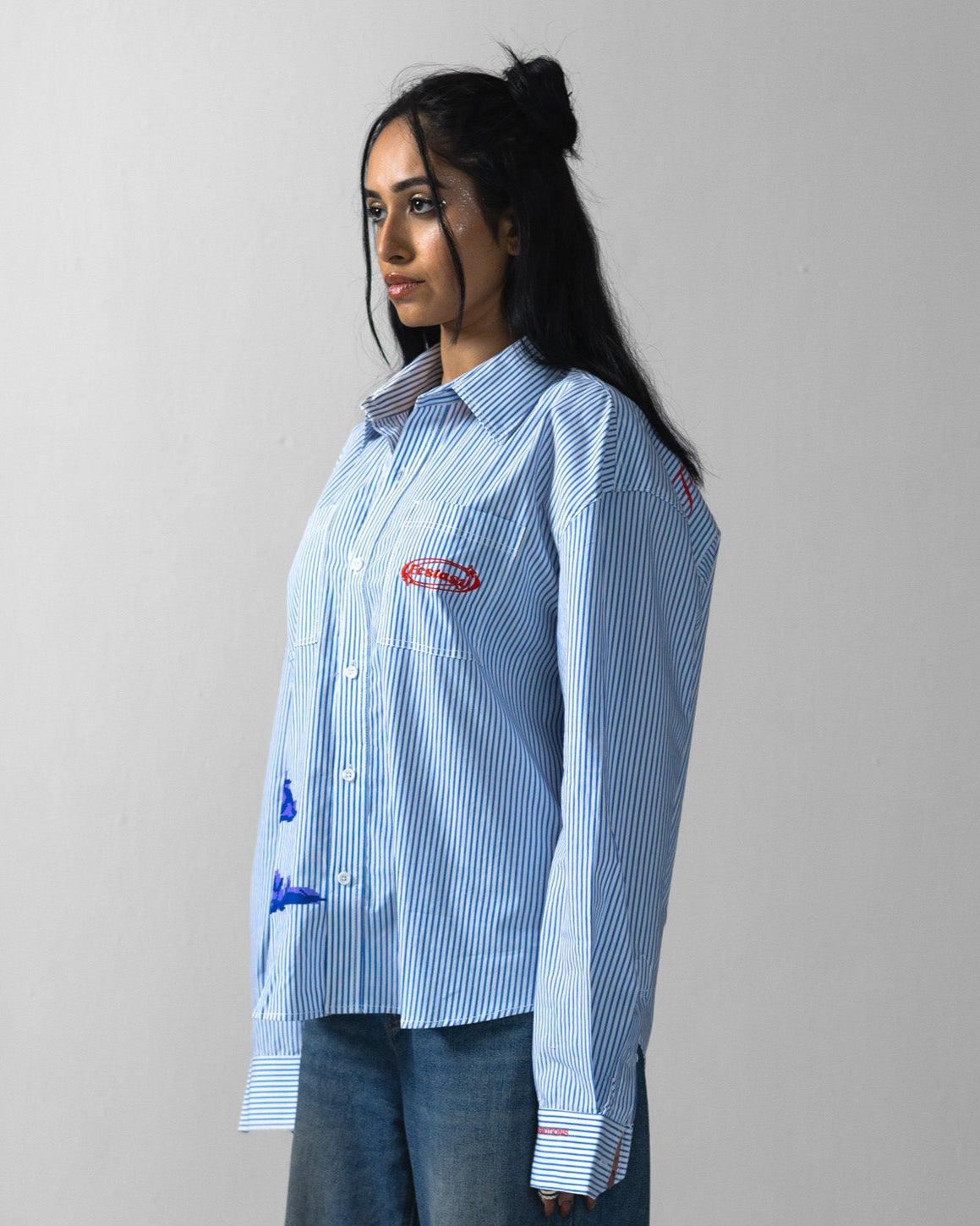 CLOUD NINE HIGH-LOW STRIPE SHIRT