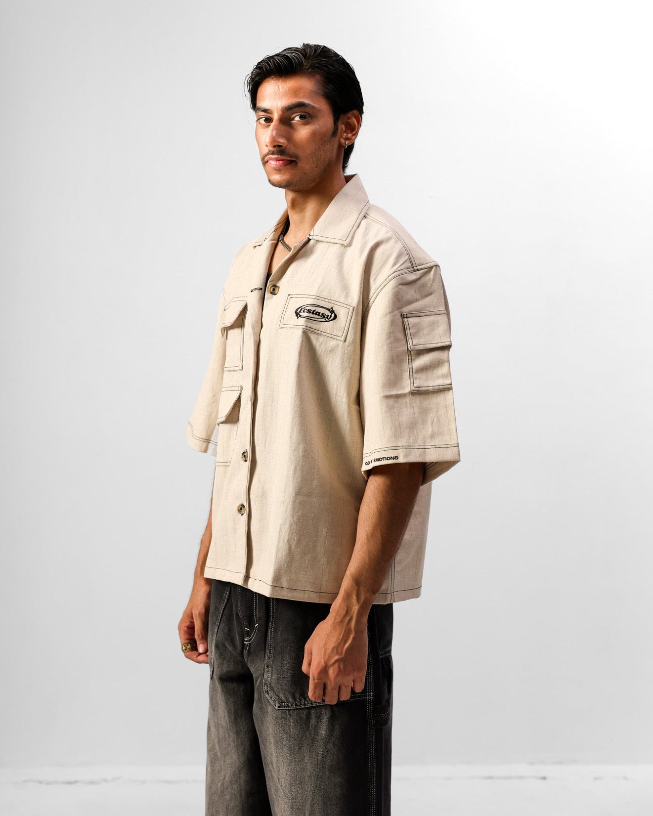MOMENTOS CROPPED BOWLING SHIRT
