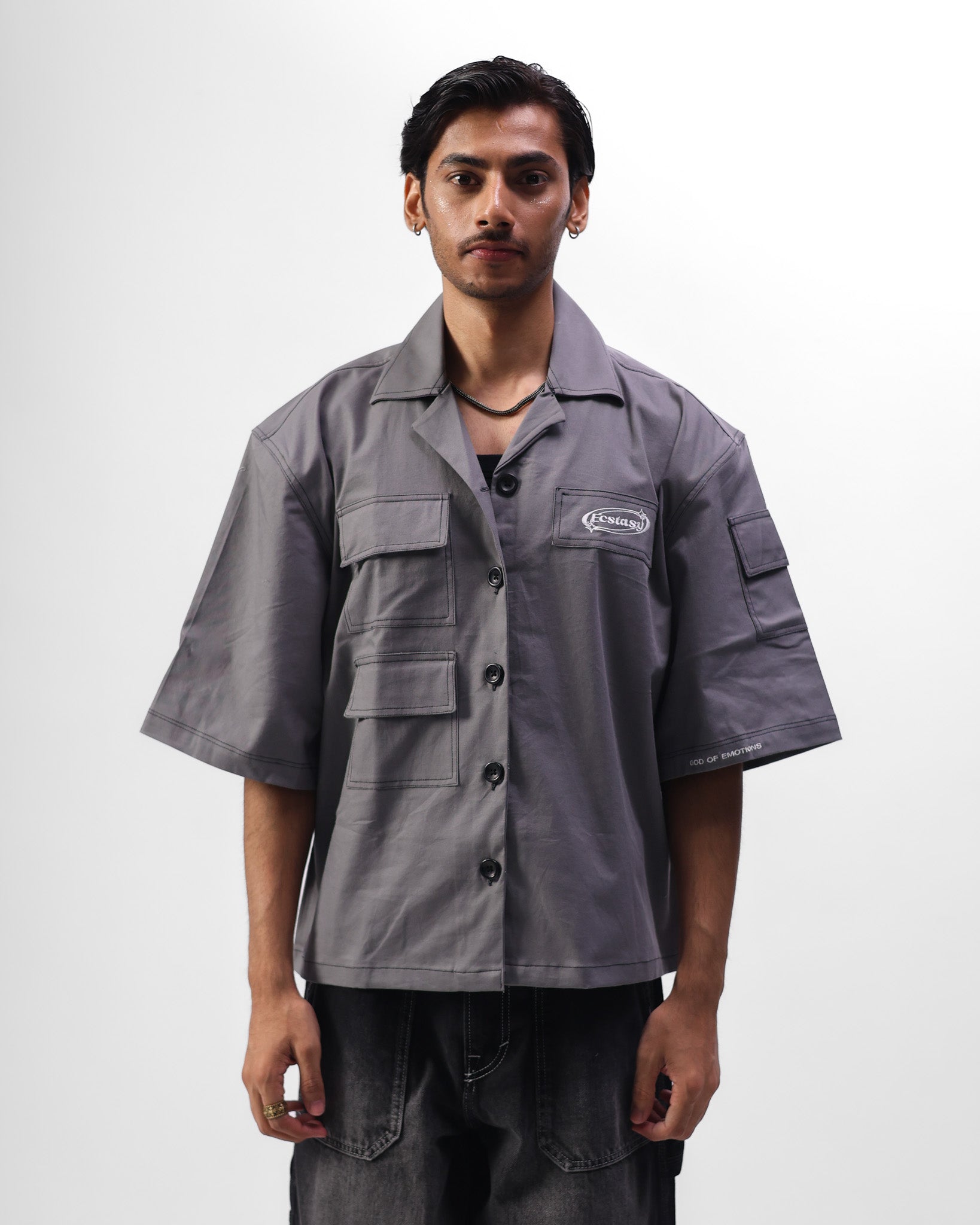 OCEAN BLISS CROPPED BOWLING SHIRT