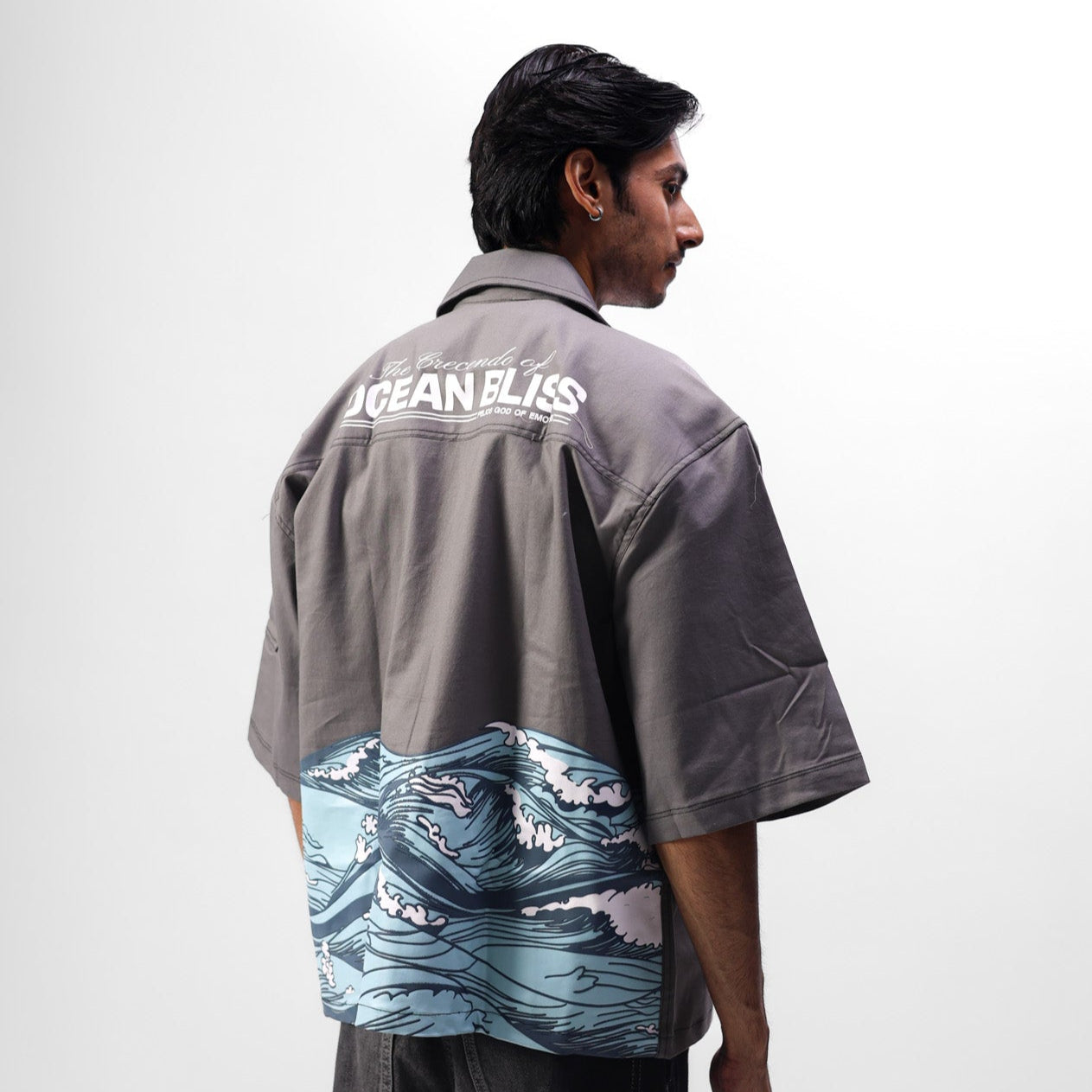 OCEAN BLISS CROPPED BOWLING SHIRT