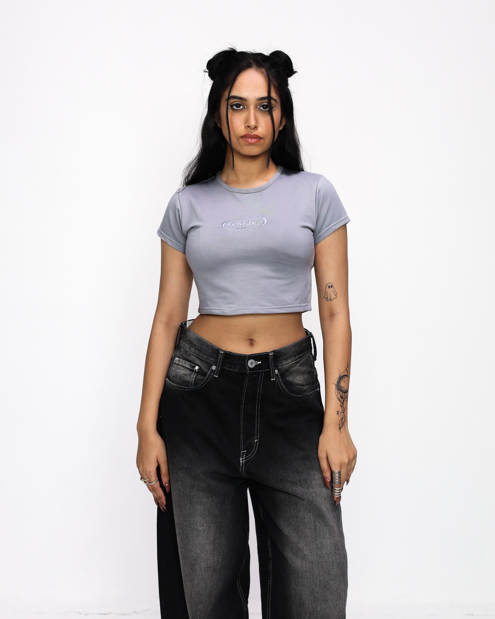 ECSTASY WOMEN BABY TEE (COOL GREY)