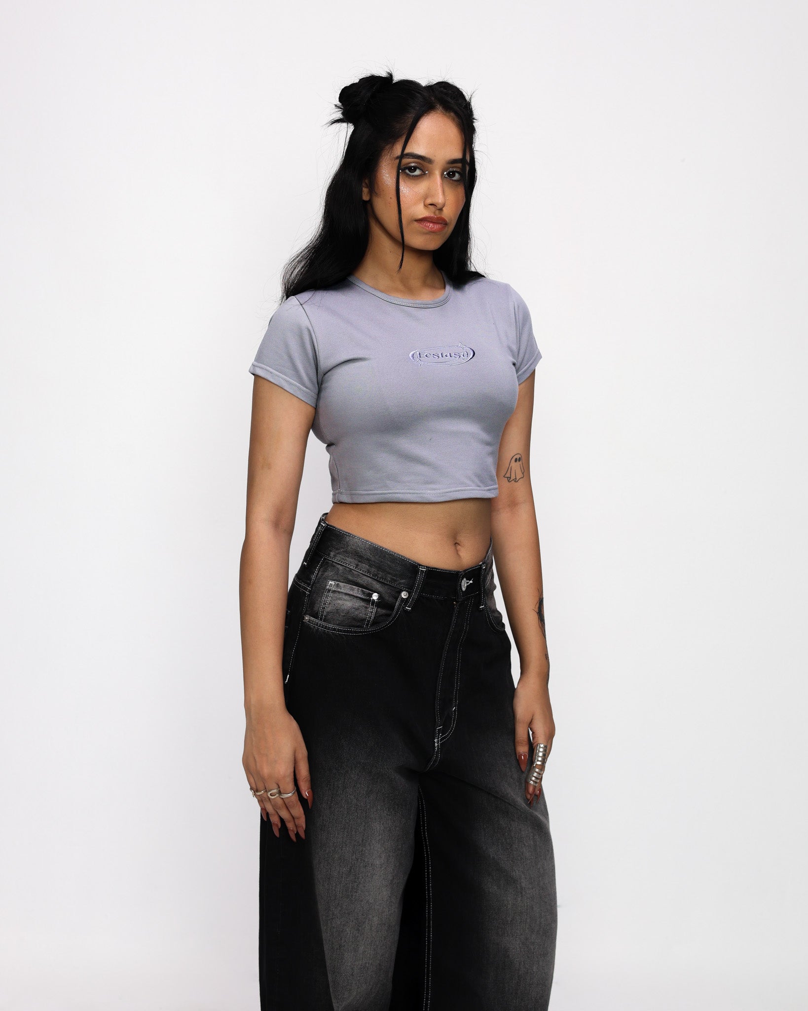 ECSTASY WOMEN BABY TEE (COOL GREY)