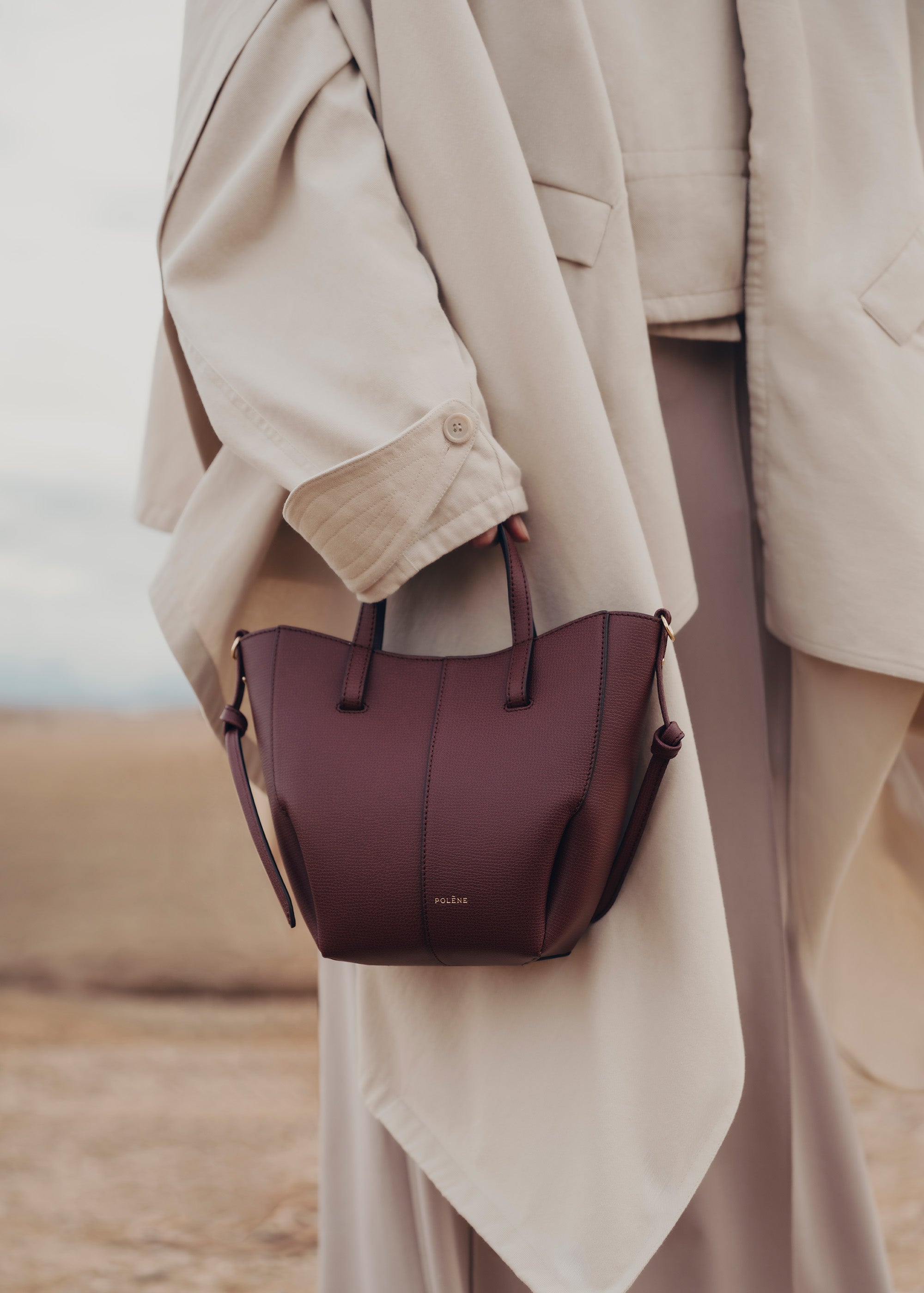 Polene Cyme Tote Nano Textured Black Cherry