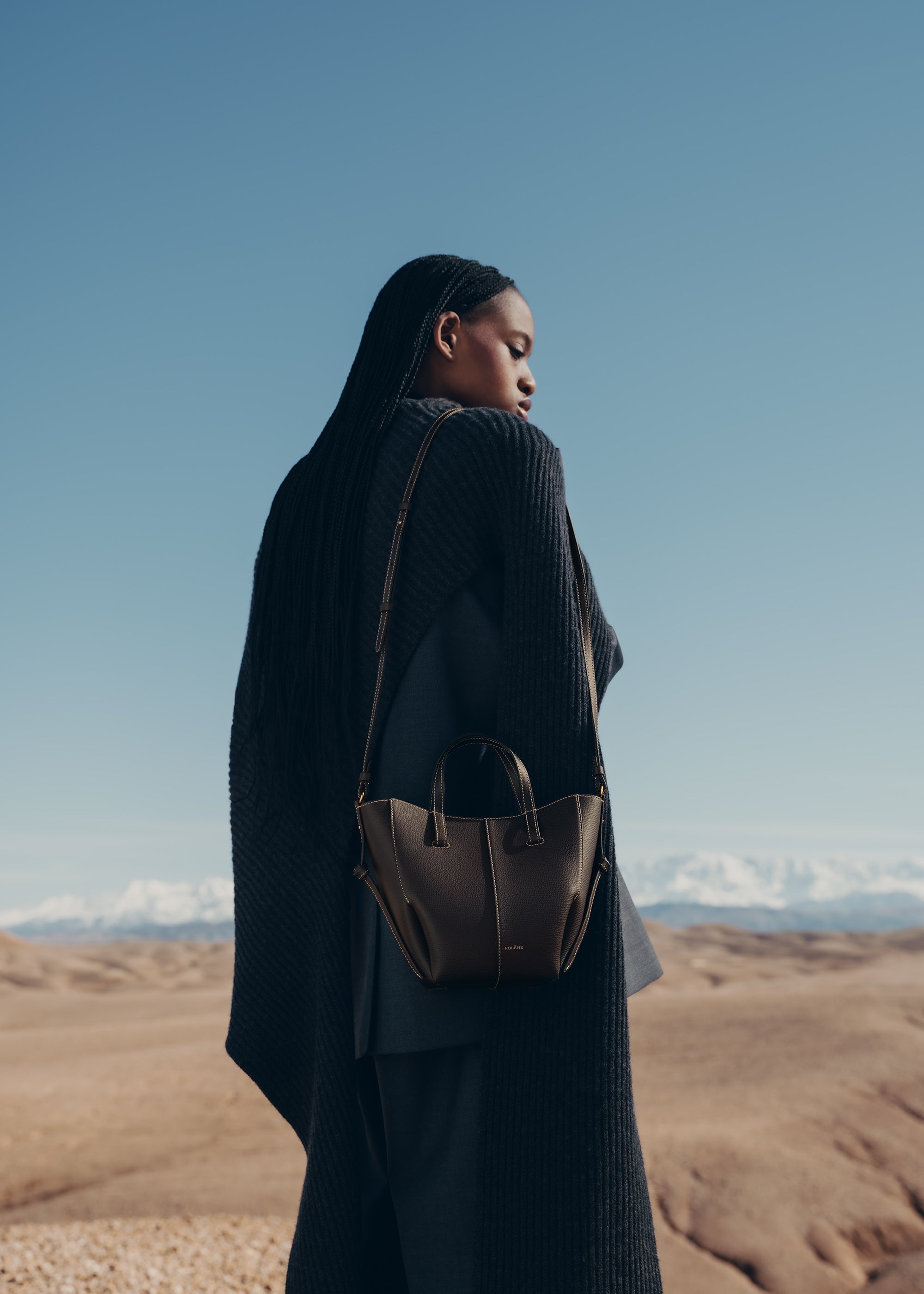 Polene Cyme Tote Nano Textured Ebony