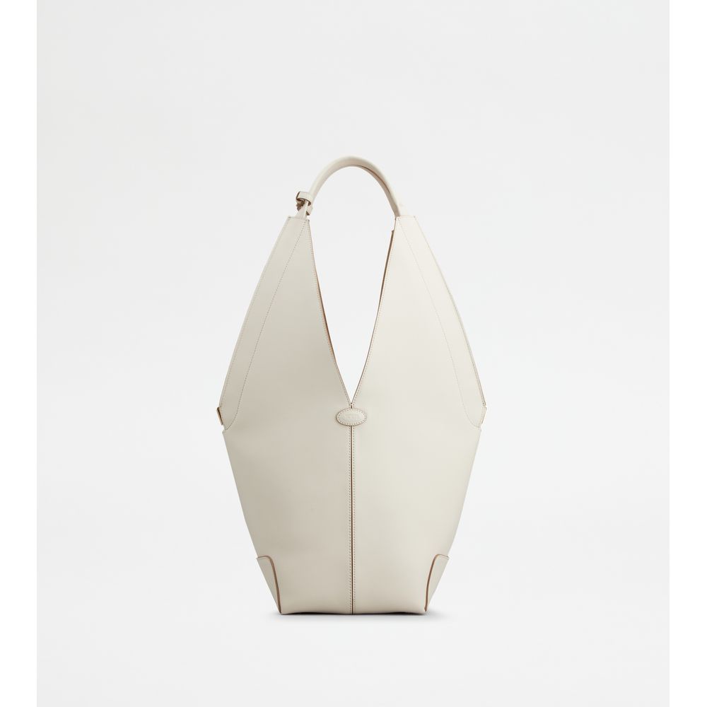 Tods Di Bag Folio Shoulder Bag In Leather Small White