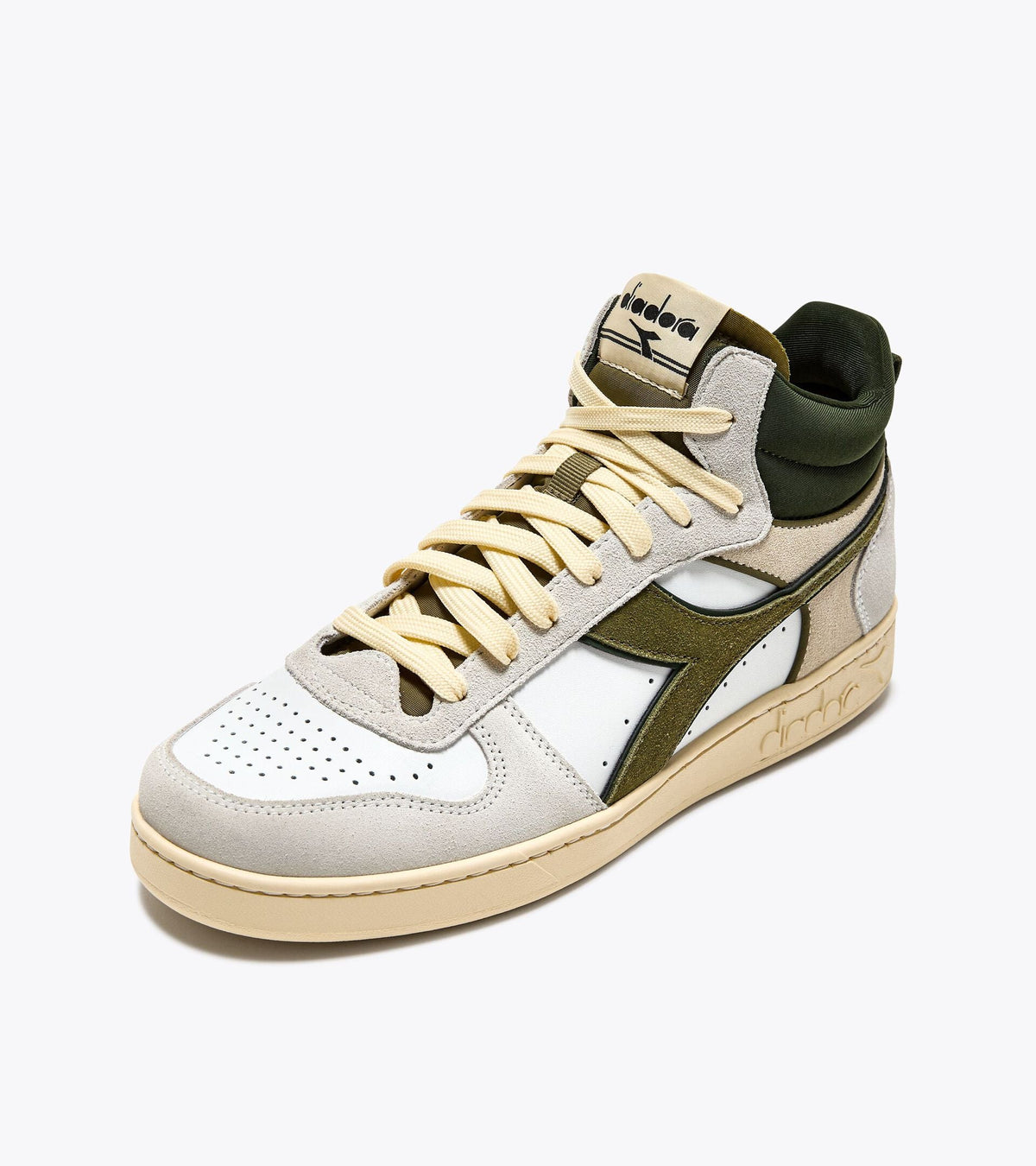 Diadora Magic Basket Demi Cut Suede Leather White/Kombu Green
