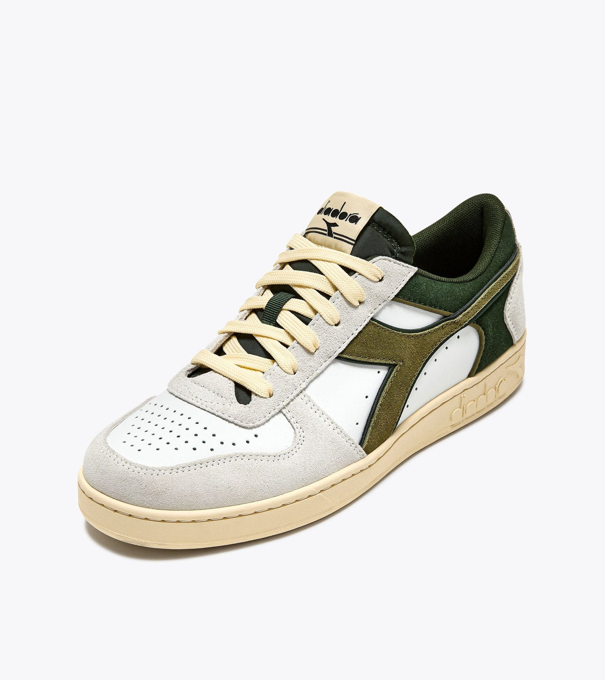 Diadora Magic Basket Low Suede Leather White/Kombu Green