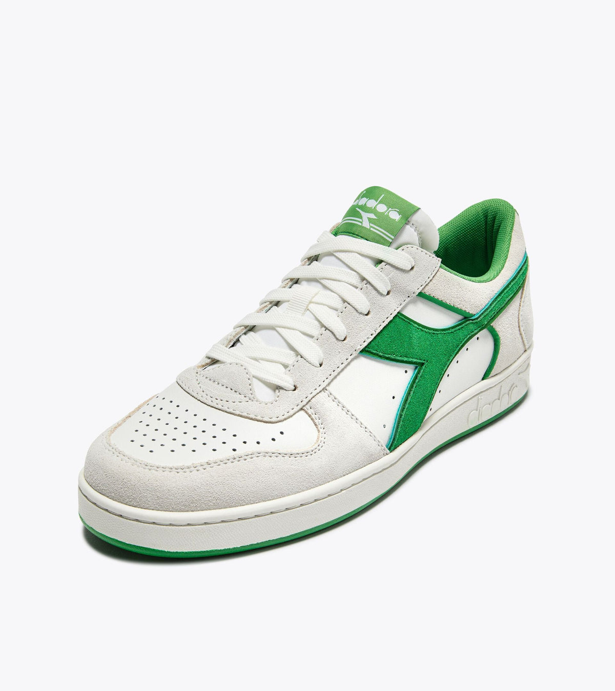 Diadora Magic Basket Low Suede Leather White/Island Green