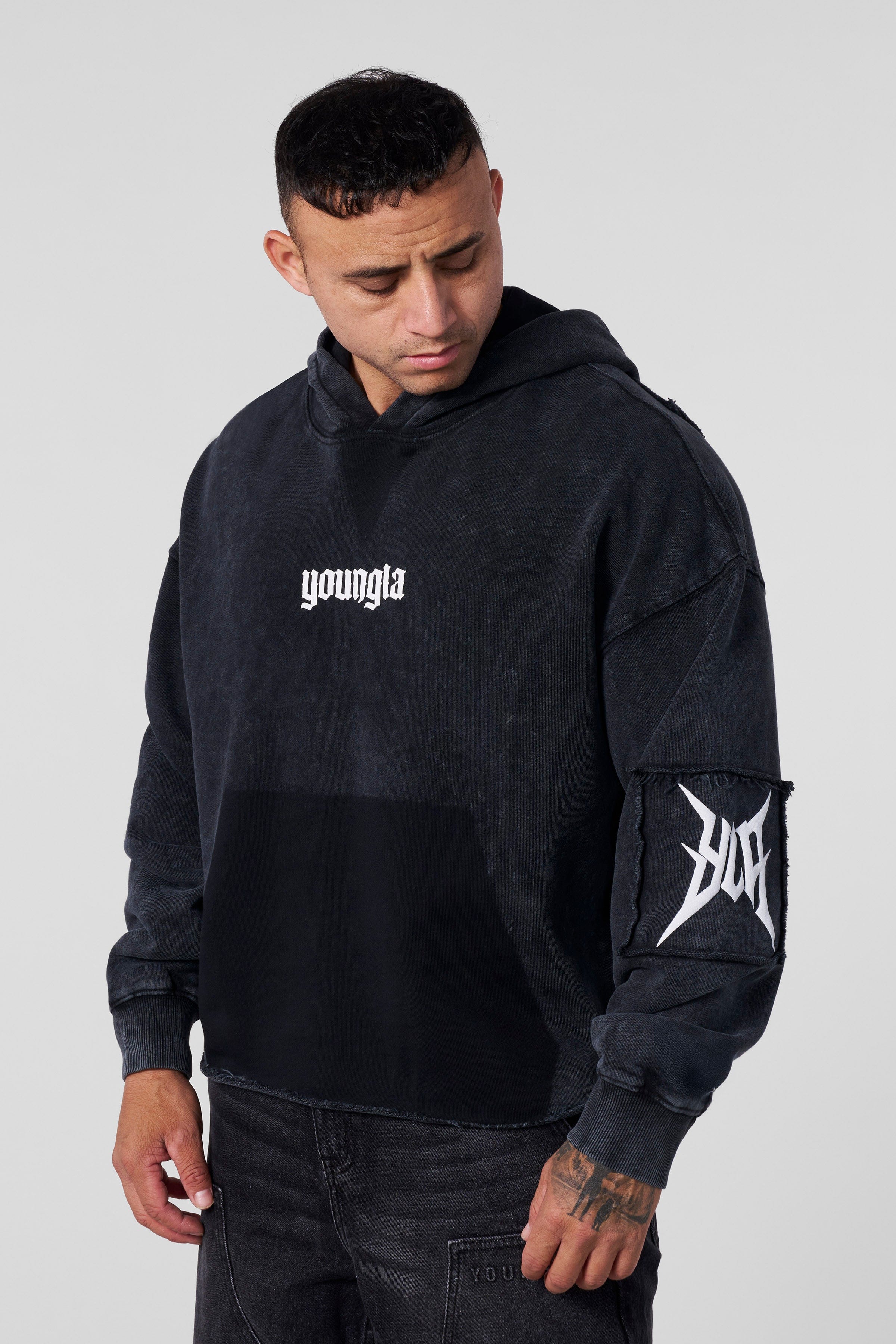 YoungLA 5025 - Patch Hoodie Black Wash