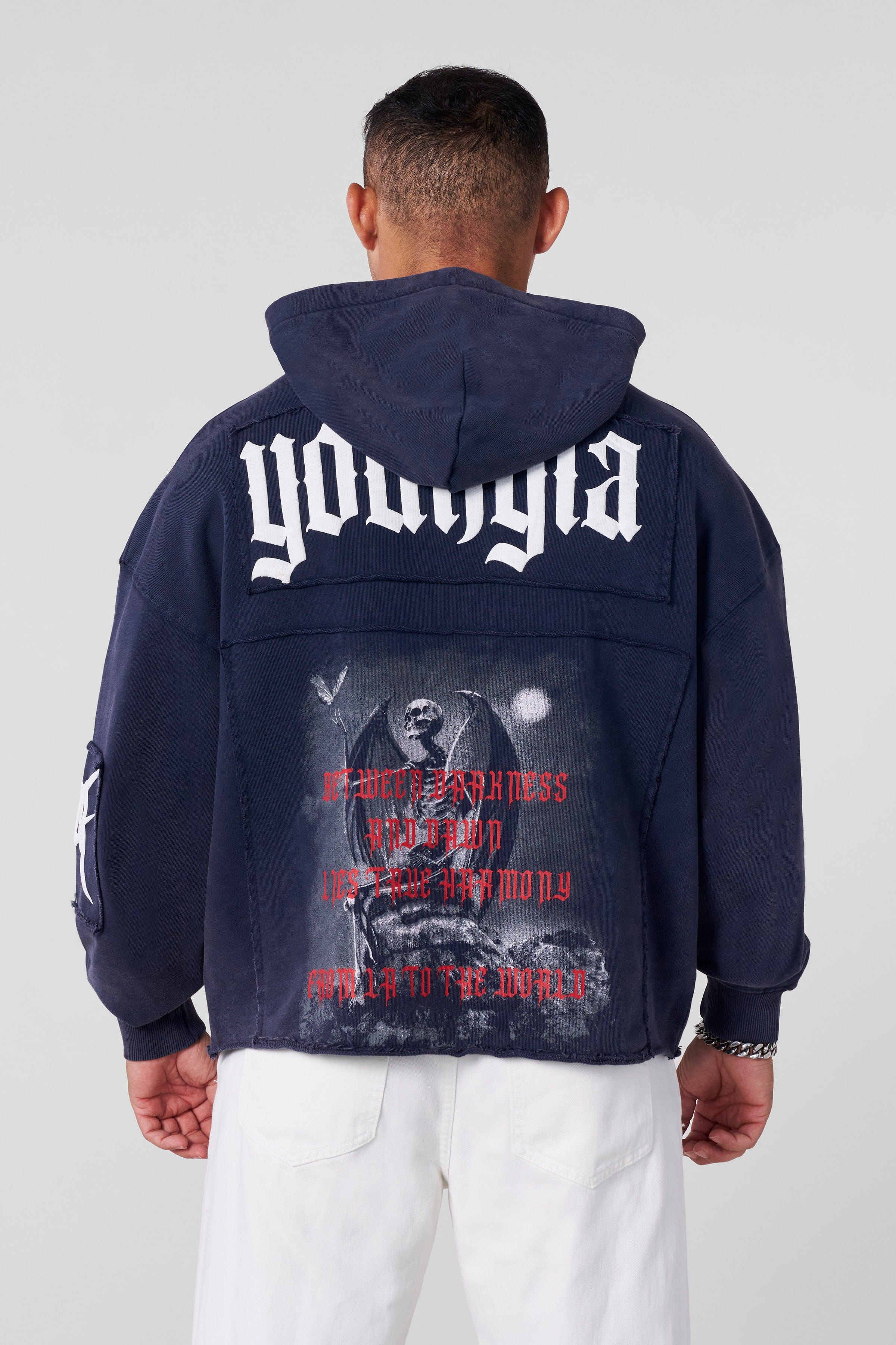 YoungLA 5025 - Patch Hoodie Navy Wash
