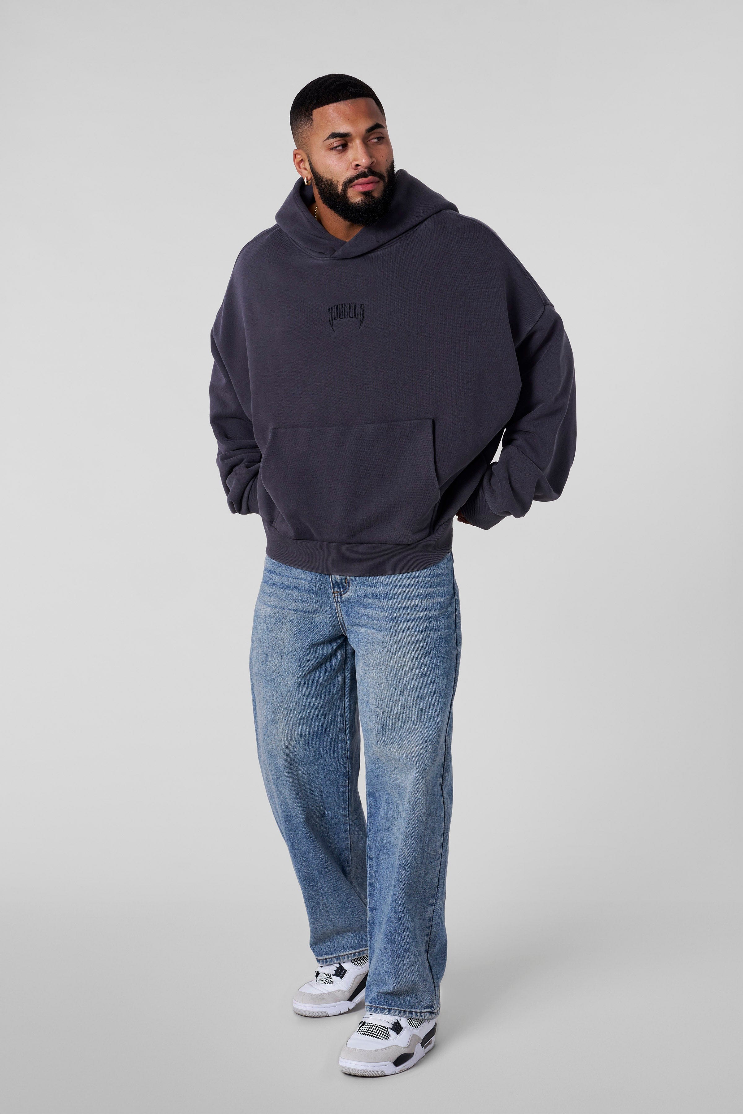 YoungLA 5028 - Supersized Chaos Hoodies Grey Wash