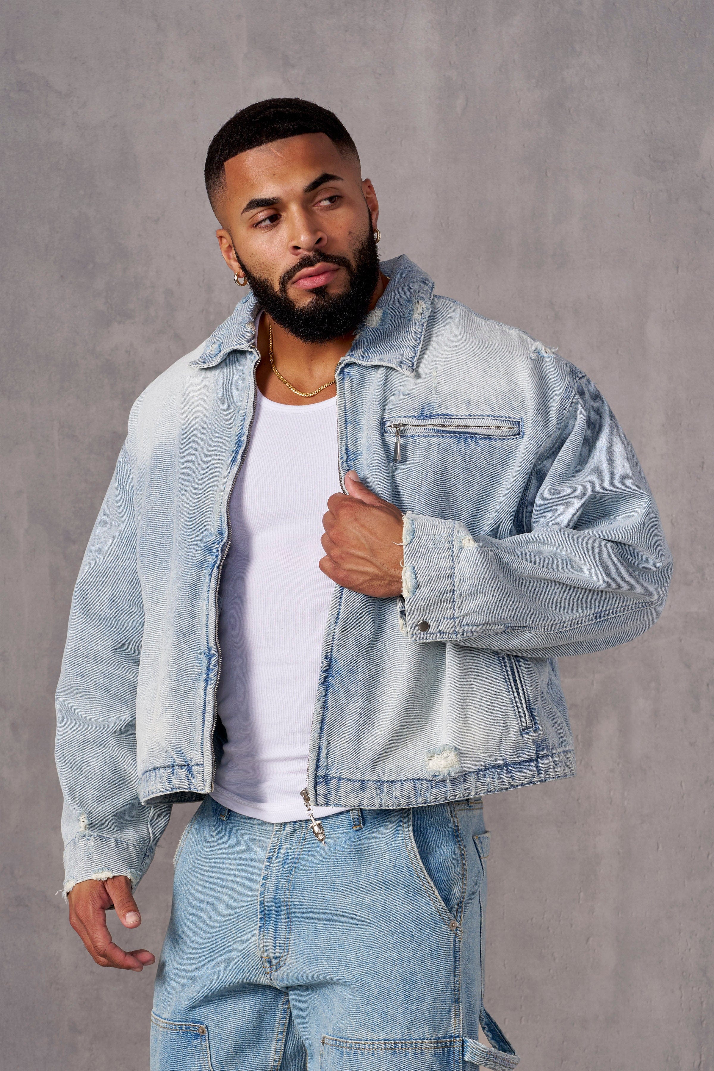 YoungLA 5042 - Swaggy Jean Jackets Light Blue Wash