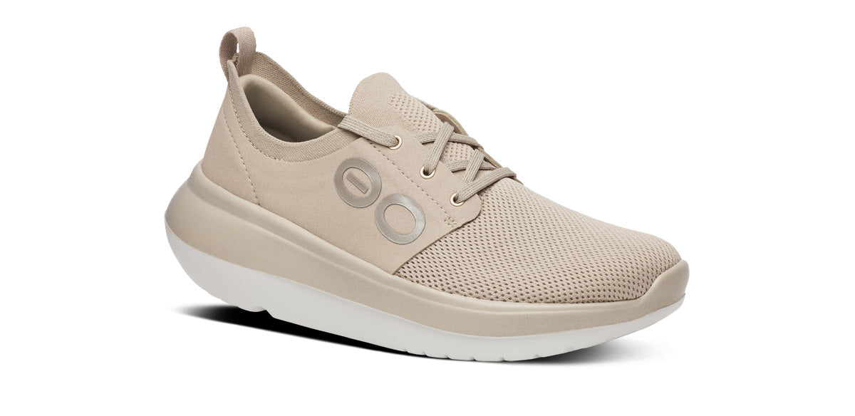 Oofos Women's Lace-Up Shoe White & Nomad
