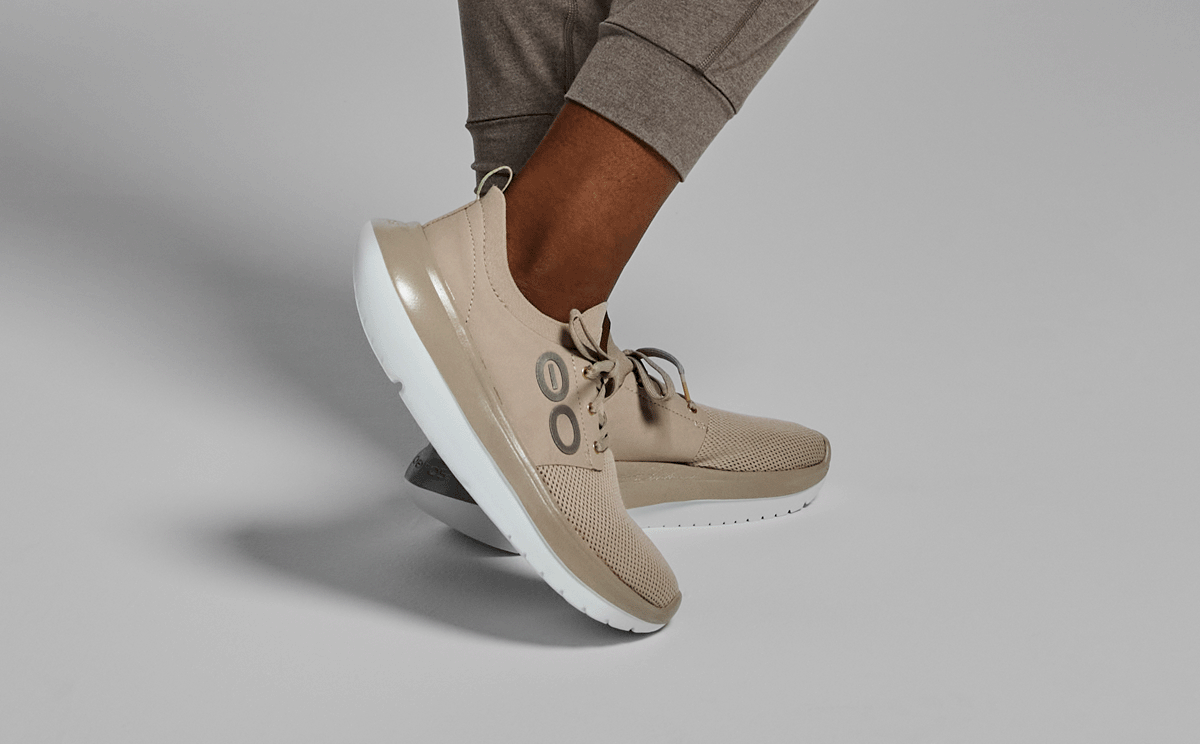 Oofos Women's Lace-Up Shoe White & Nomad