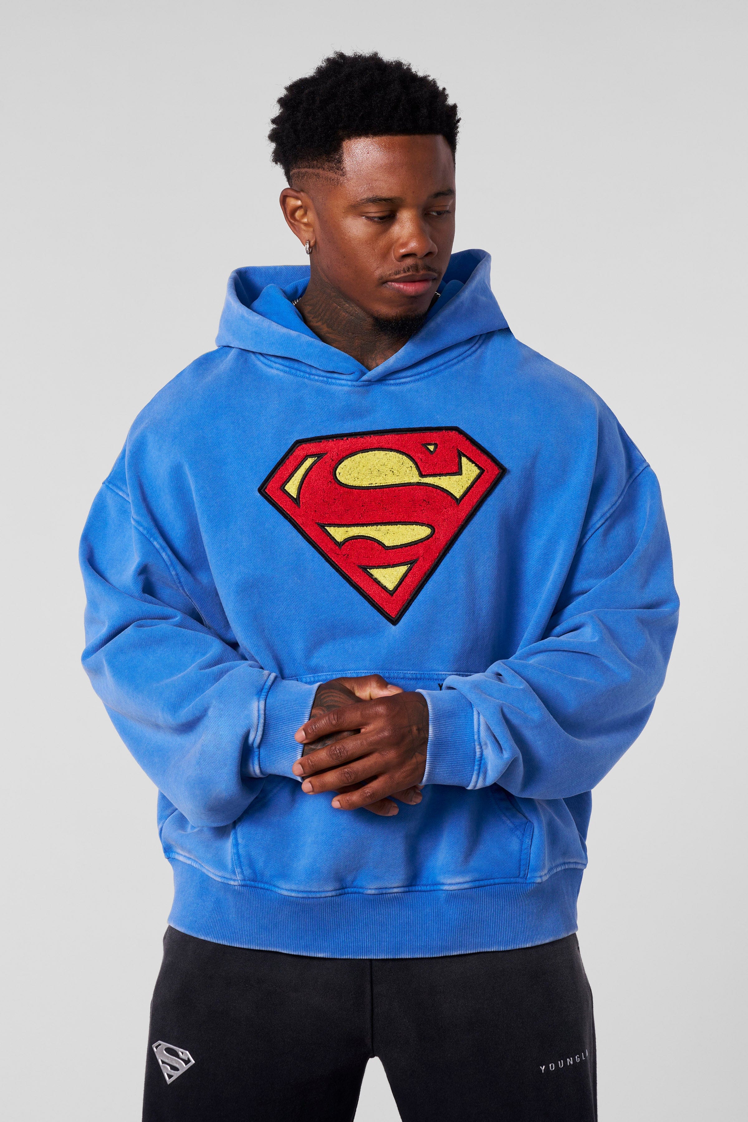 YoungLA 5079 - Superman Legacy Hoodies Blue Wash