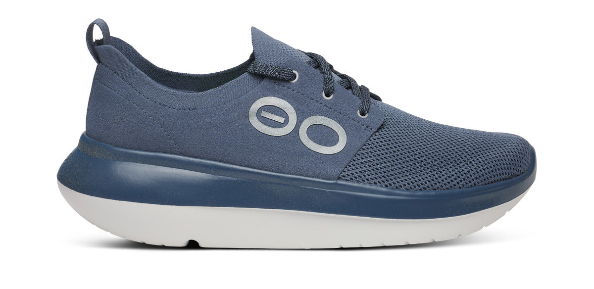Oofos Men's Lace-Up Shoe White & Moroccan Blue